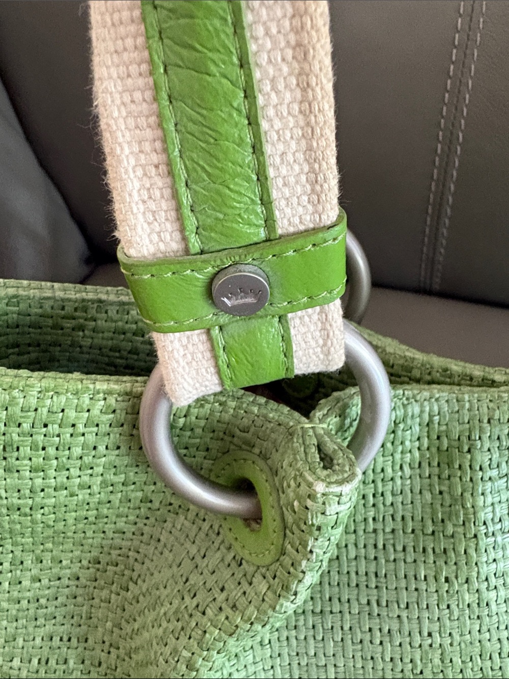 Elaine Turner Lime Green Woven Shoulder Tote with Wristlet - Picture 15 of 16